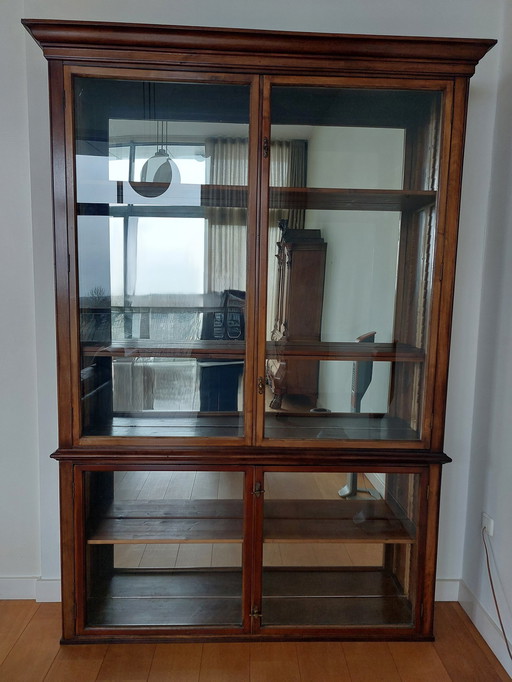 Antique English Mahogany Display Cabinet - Apothecary Cabinet Ca. 1920