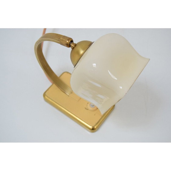 Image 1 of Art Deco glass and brass table lamp, Czechoslovakia 1930