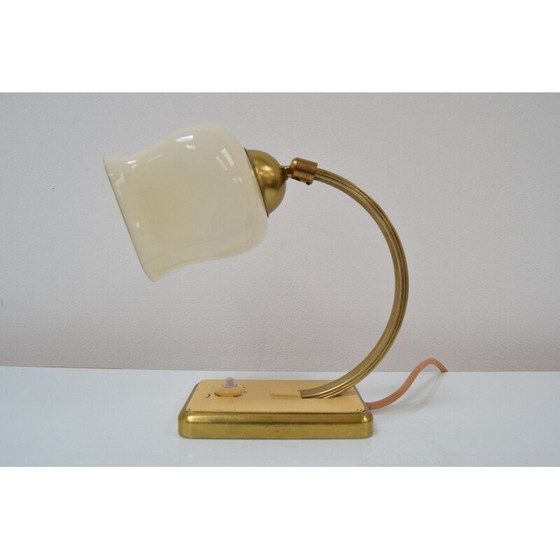Image 1 of Art Deco glass and brass table lamp, Czechoslovakia 1930