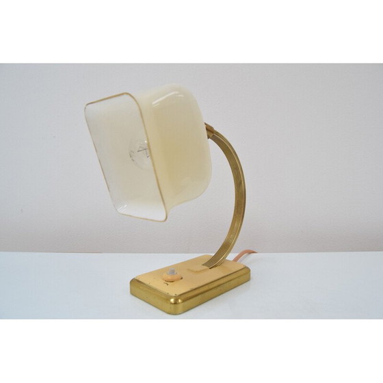 Image 1 of Art Deco glass and brass table lamp, Czechoslovakia 1930