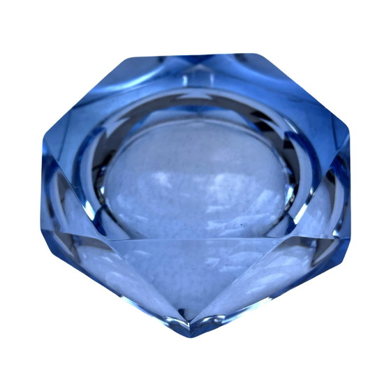 Image 1 of Blue Crystal Ashtray, Crystalex Novy Bor, Czech Republic, 1970S.