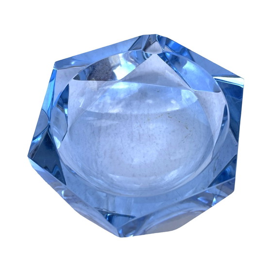 Image 1 of Blue Crystal Ashtray, Crystalex Novy Bor, Czech Republic, 1970S.