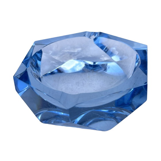 Image 1 of Blue Crystal Ashtray, Crystalex Novy Bor, Czech Republic, 1970S.