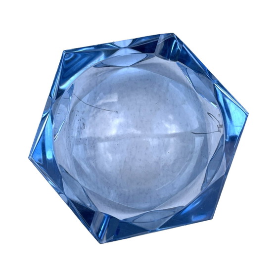 Image 1 of Blue Crystal Ashtray, Crystalex Novy Bor, Czech Republic, 1970S.