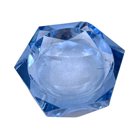 Image 1 of Blue Crystal Ashtray, Crystalex Novy Bor, Czech Republic, 1970S.