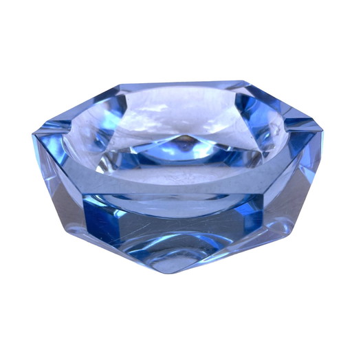 Blue Crystal Ashtray, Crystalex Novy Bor, Czech Republic, 1970S.