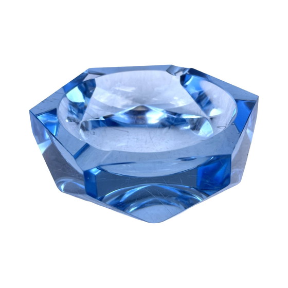 Image 1 of Blue Crystal Ashtray, Crystalex Novy Bor, Czech Republic, 1970S.