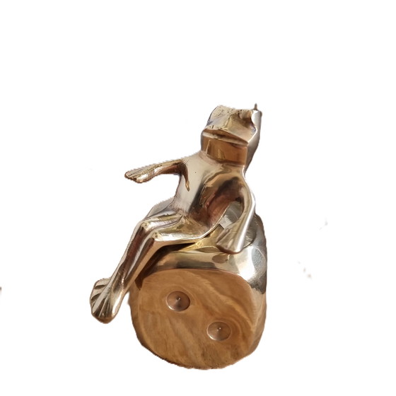 Image 1 of Brass frog on die hollywood regency