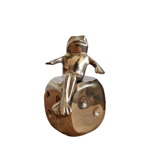 Image 1 of Brass frog on die hollywood regency