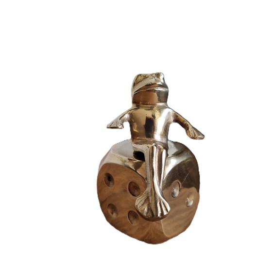 Image 1 of Brass frog on die hollywood regency