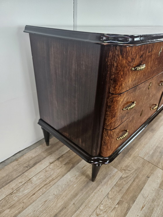 Image 1 of Large Art Decò Sideboard In Mahogany Burl With Maple Inlays