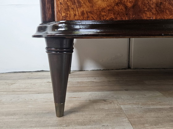 Image 1 of Large Art Decò Sideboard In Mahogany Burl With Maple Inlays