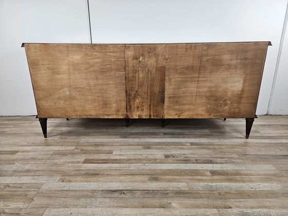 Image 1 of Large Art Decò Sideboard In Mahogany Burl With Maple Inlays