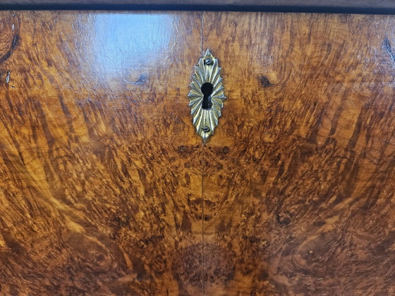 Image 1 of Large Art Decò Sideboard In Mahogany Burl With Maple Inlays