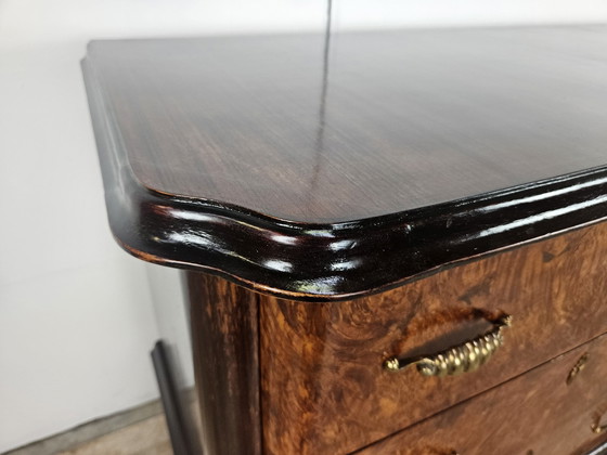 Image 1 of Large Art Decò Sideboard In Mahogany Burl With Maple Inlays