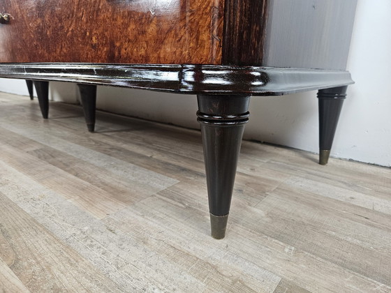 Image 1 of Large Art Decò Sideboard In Mahogany Burl With Maple Inlays