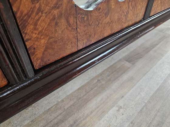 Image 1 of Large Art Decò Sideboard In Mahogany Burl With Maple Inlays