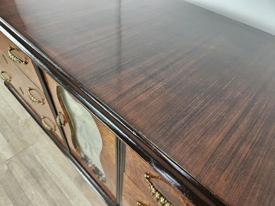 Image 1 of Large Art Decò Sideboard In Mahogany Burl With Maple Inlays