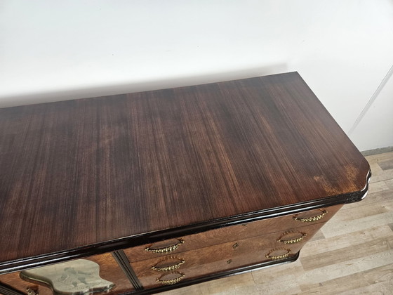 Image 1 of Large Art Decò Sideboard In Mahogany Burl With Maple Inlays