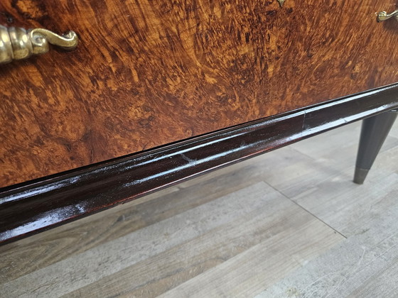 Image 1 of Large Art Decò Sideboard In Mahogany Burl With Maple Inlays