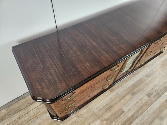 Image 1 of Large Art Decò Sideboard In Mahogany Burl With Maple Inlays