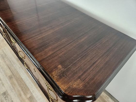 Image 1 of Large Art Decò Sideboard In Mahogany Burl With Maple Inlays