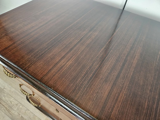 Image 1 of Large Art Decò Sideboard In Mahogany Burl With Maple Inlays