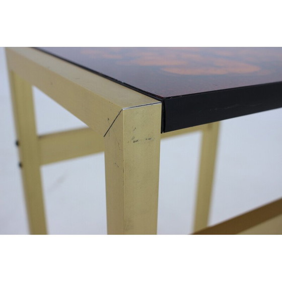 Image 1 of Vintage brass and glass side table, Italy 1960s