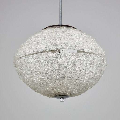 Vintage plexiglass and metal pendant lamp, 1960