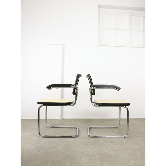 Image 1 of Vintage Cesca B64 armchairs in wood and canework by Marcel Breuer