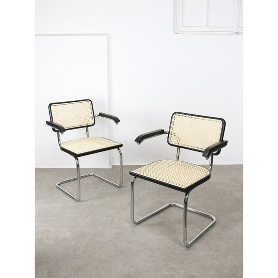 Image 1 of Vintage Cesca B64 armchairs in wood and canework by Marcel Breuer