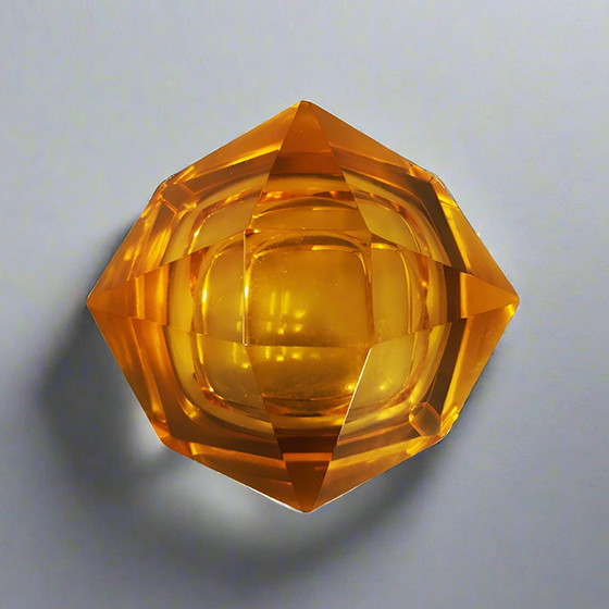 Image 1 of 1960s Stunning Ochre Ashtray or Catchall By Flavio Poli for Seguso. Made in Italy