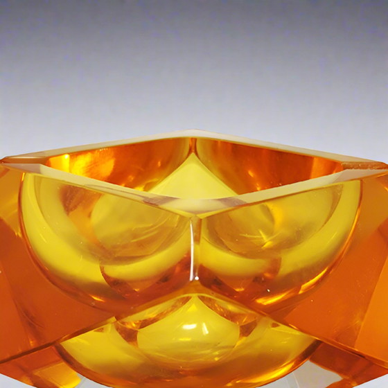 Image 1 of 1960s Stunning Ochre Ashtray or Catchall By Flavio Poli for Seguso. Made in Italy