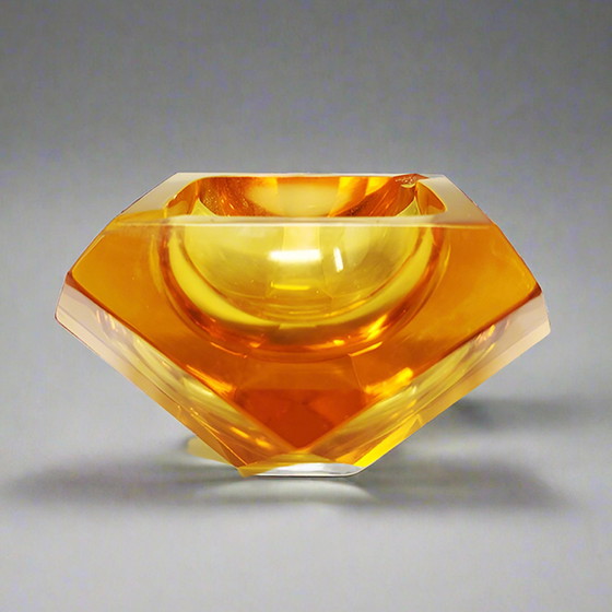 Image 1 of 1960s Stunning Ochre Ashtray or Catchall By Flavio Poli for Seguso. Made in Italy