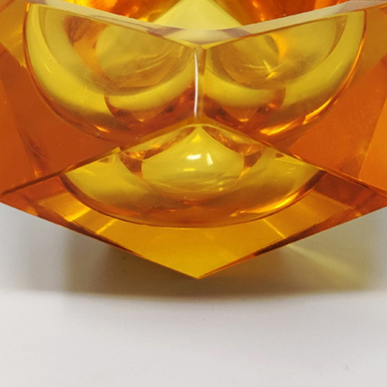 Image 1 of 1960s Stunning Ochre Ashtray or Catchall By Flavio Poli for Seguso. Made in Italy