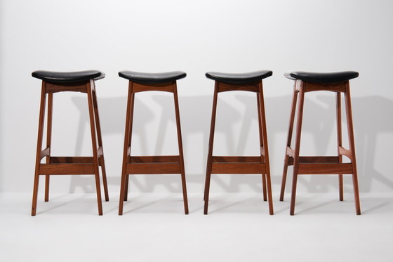 Image 1 of Rare Set Of 4 Bar Stools - Johannes Andersen