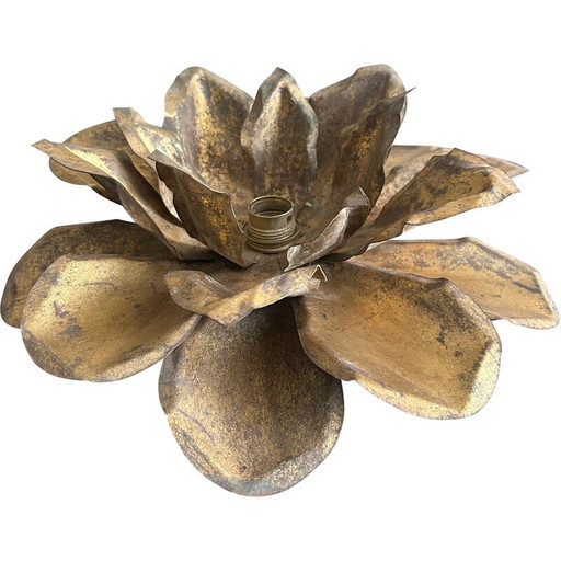 Vintage brass lotus wall lamp, 1970