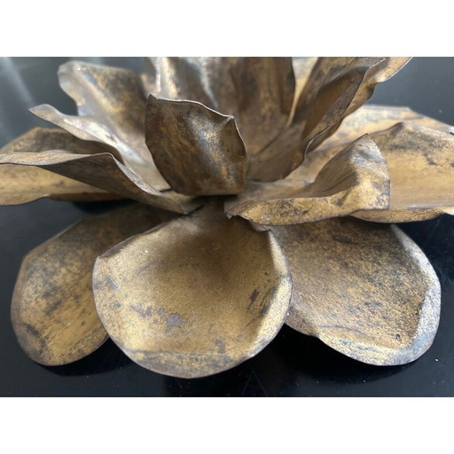 Vintage brass lotus wall lamp, 1970