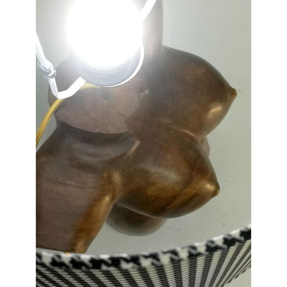 Image 1 of Pair of vintage hand-carved solid wood sculptural torso lamps, 1970