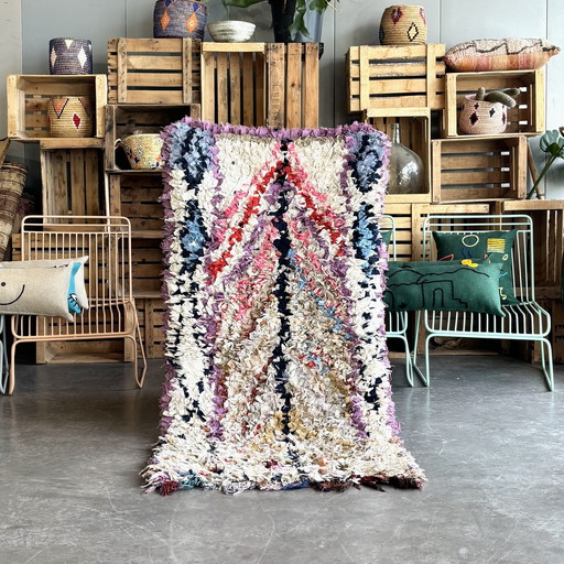 Alfombra bereber marroquí vintage de algodón