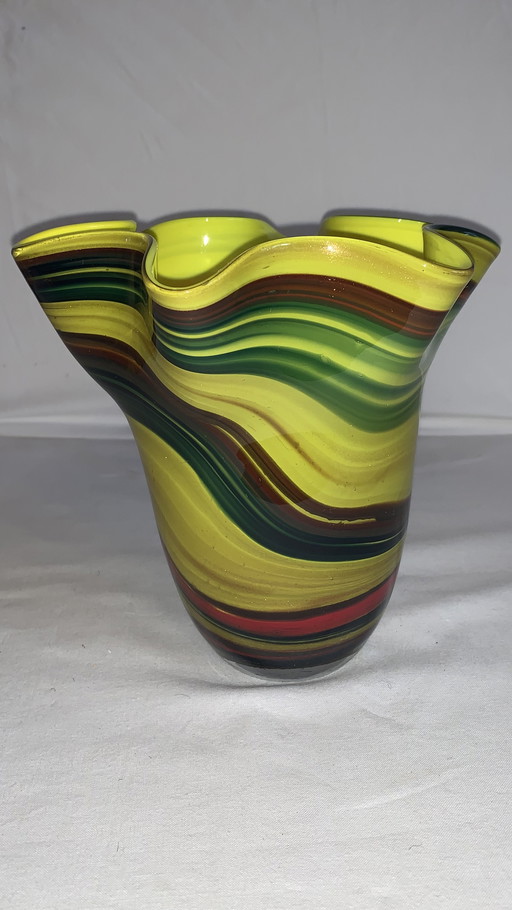 Multicolored Murano Handkerchief Vase