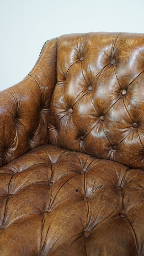 Image 1 of Beef Leather Chesterfield Design Armchair