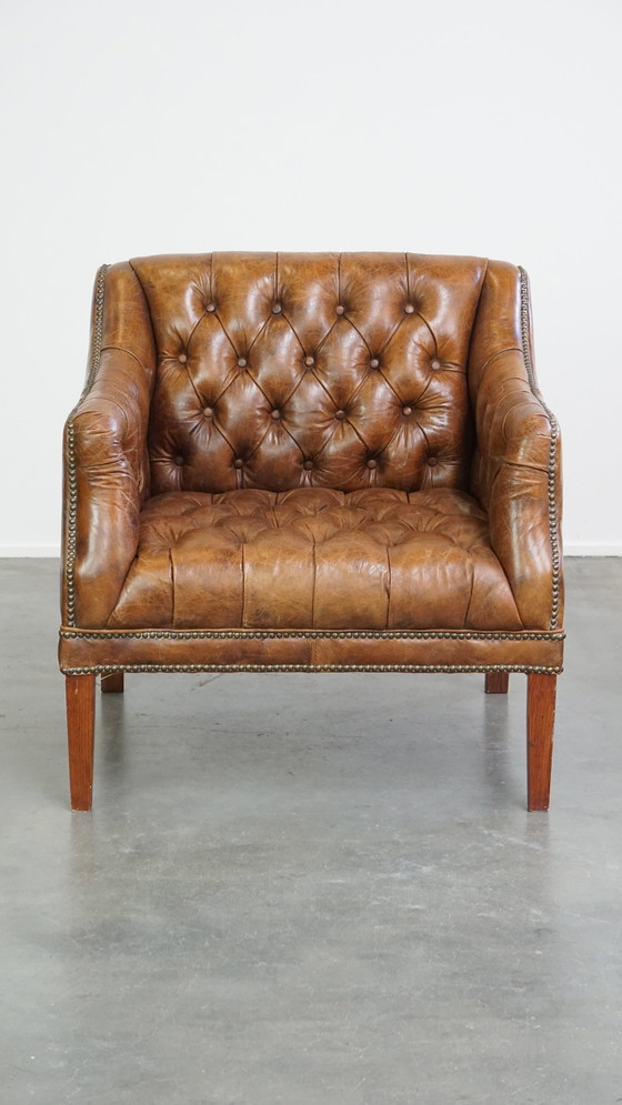 Image 1 of Beef Leather Chesterfield Design Armchair