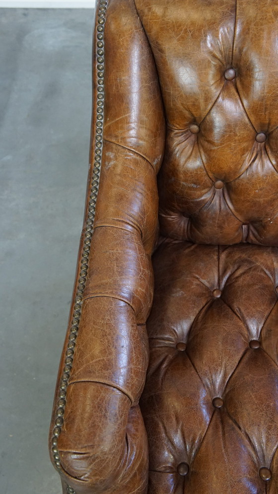 Image 1 of Beef Leather Chesterfield Design Armchair