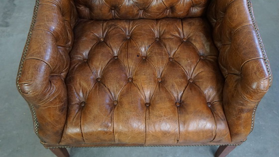 Image 1 of Beef Leather Chesterfield Design Armchair