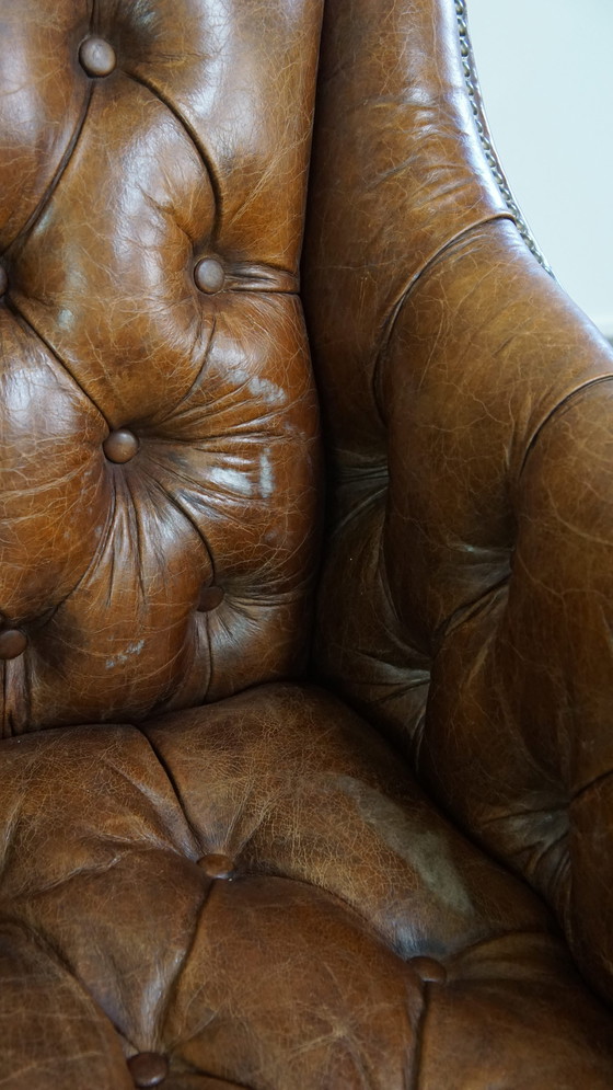 Image 1 of Beef Leather Chesterfield Design Armchair