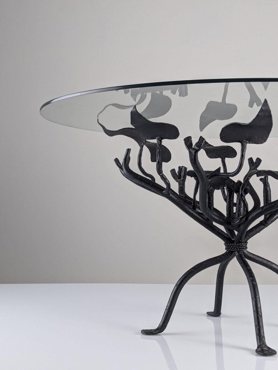 Image 1 of Wrought Iron Coffee Table With Leaves