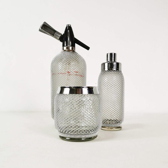 Image 1 of Vintage Merkuria bartender set in thick glass and chrome metal, Czechoslovakia 1970