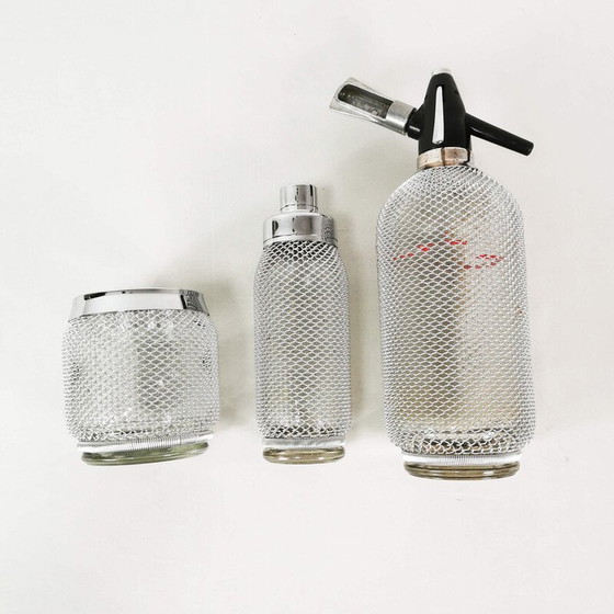 Image 1 of Vintage Merkuria bartender set in thick glass and chrome metal, Czechoslovakia 1970