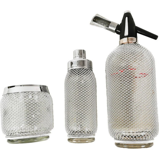 Image 1 of Vintage Merkuria bartender set in thick glass and chrome metal, Czechoslovakia 1970